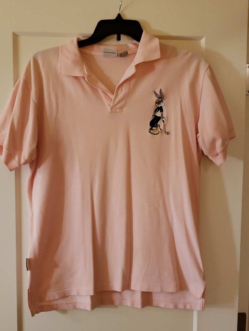 Pink Polo Shirt with Bug Bunny Golf Embordery.
